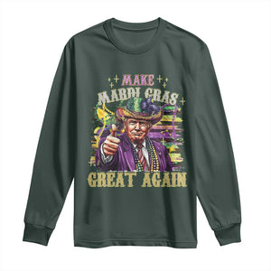 Funny Fat Tuesday Trump Long Sleeve Shirt Make Mardi Gras Great Again TS09 Dark Forest Green Print Your Wear