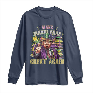 Funny Fat Tuesday Trump Long Sleeve Shirt Make Mardi Gras Great Again TS09 Navy Print Your Wear