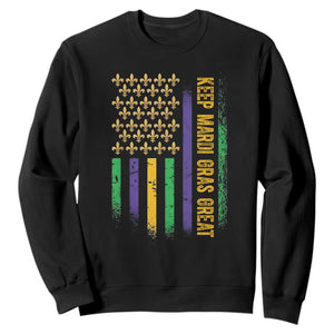 Keep Mardi Gras Great Sweatshirt American Flag Fleur De Lis TS09 Black Print Your Wear
