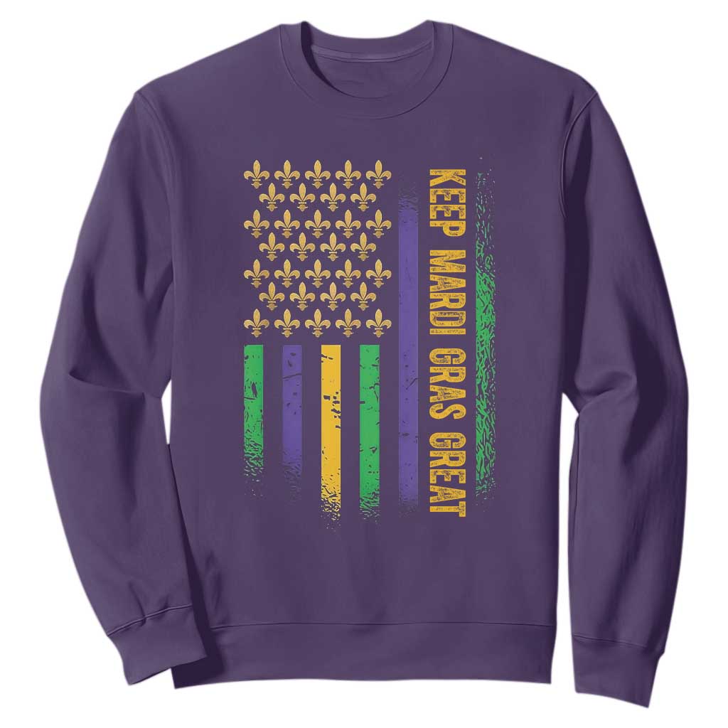 Keep Mardi Gras Great Sweatshirt American Flag Fleur De Lis TS09 Purple Print Your Wear