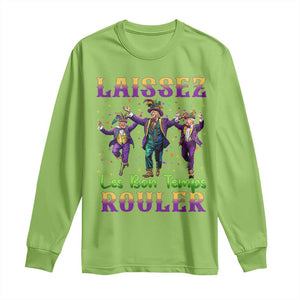 Funny Mardi Gras Trump Long Sleeve Shirt Laissez Les Bon Temps Rouler Trump Dancing TS09 Lime Print Your Wear