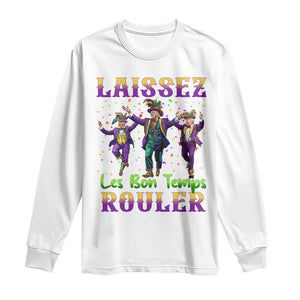 Funny Mardi Gras Trump Long Sleeve Shirt Laissez Les Bon Temps Rouler Trump Dancing TS09 White Print Your Wear