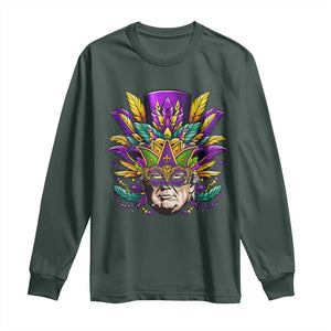 Mardi Gras Mask Trump Long Sleeve Shirt Fat Tuesday NOLA Louisiana TS09 Dark Forest Green Print Your Wear