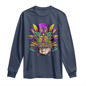 Mardi Gras Mask Trump Long Sleeve Shirt Fat Tuesday NOLA Louisiana TS09 Navy Print Your Wear