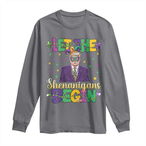 Funny Trump Mardi Gras Long Sleeve Shirt Let The Shenanigans Begin TS09 Charcoal Print Your Wear