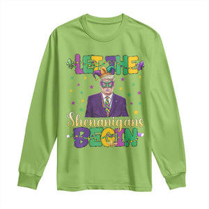 Funny Trump Mardi Gras Long Sleeve Shirt Let The Shenanigans Begin TS09 Lime Print Your Wear