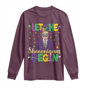 Funny Trump Mardi Gras Long Sleeve Shirt Let The Shenanigans Begin TS09 Maroon Print Your Wear