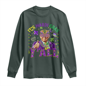 Funny Trump Mardi Gras Long Sleeve Shirt It's Mardi Gras Y'all TS09 Dark Forest Green Print Your Wear