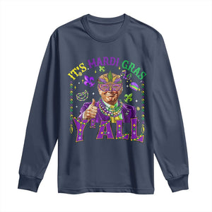 Funny Trump Mardi Gras Long Sleeve Shirt It's Mardi Gras Y'all TS09 Navy Print Your Wear