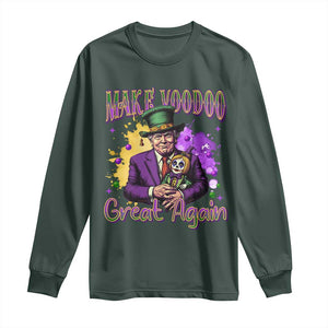 Trump Mardi Gras Long Sleeve Shirt Make Voodoo Great Again Voo Doo Doll TS09 Dark Forest Green Print Your Wear