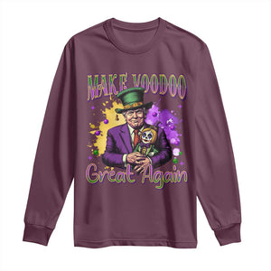 Trump Mardi Gras Long Sleeve Shirt Make Voodoo Great Again Voo Doo Doll TS09 Maroon Print Your Wear