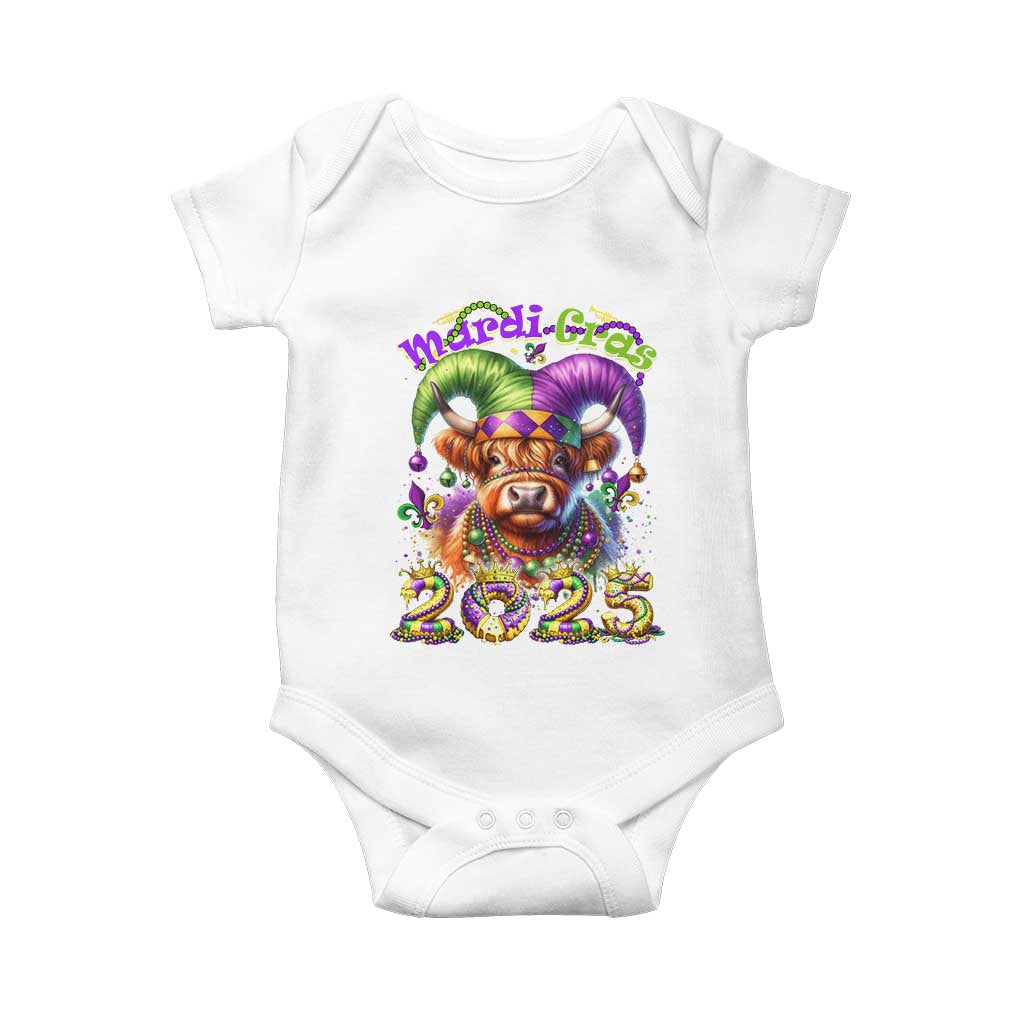 Mardi Gras 2025 Baby Onesie Cow Jester Outfit TS09 White Print Your Wear