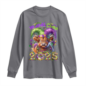 Mardi Gras 2025 Long Sleeve Shirt Cow Jester Outfit TS09 Charcoal Print Your Wear