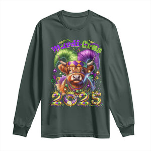 Mardi Gras 2025 Long Sleeve Shirt Cow Jester Outfit TS09 Dark Forest Green Print Your Wear