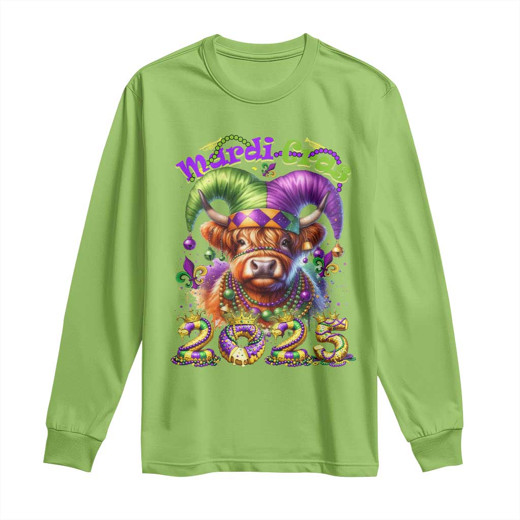 Mardi Gras 2025 Long Sleeve Shirt Cow Jester Outfit TS09 Lime Print Your Wear