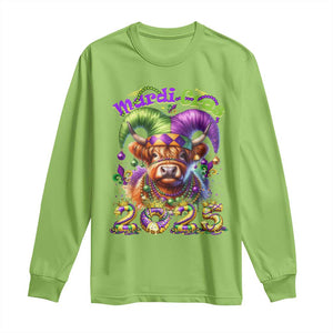 Mardi Gras 2025 Long Sleeve Shirt Cow Jester Outfit TS09 Lime Print Your Wear