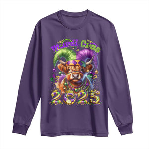 Mardi Gras 2025 Long Sleeve Shirt Cow Jester Outfit TS09 Purple Print Your Wear