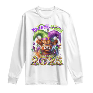 Mardi Gras 2025 Long Sleeve Shirt Cow Jester Outfit TS09 White Print Your Wear