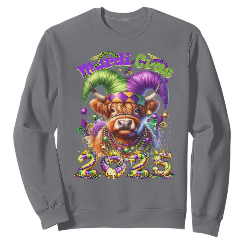 Mardi Gras 2025 Sweatshirt Cow Jester Outfit TS09 Charcoal Print Your Wear