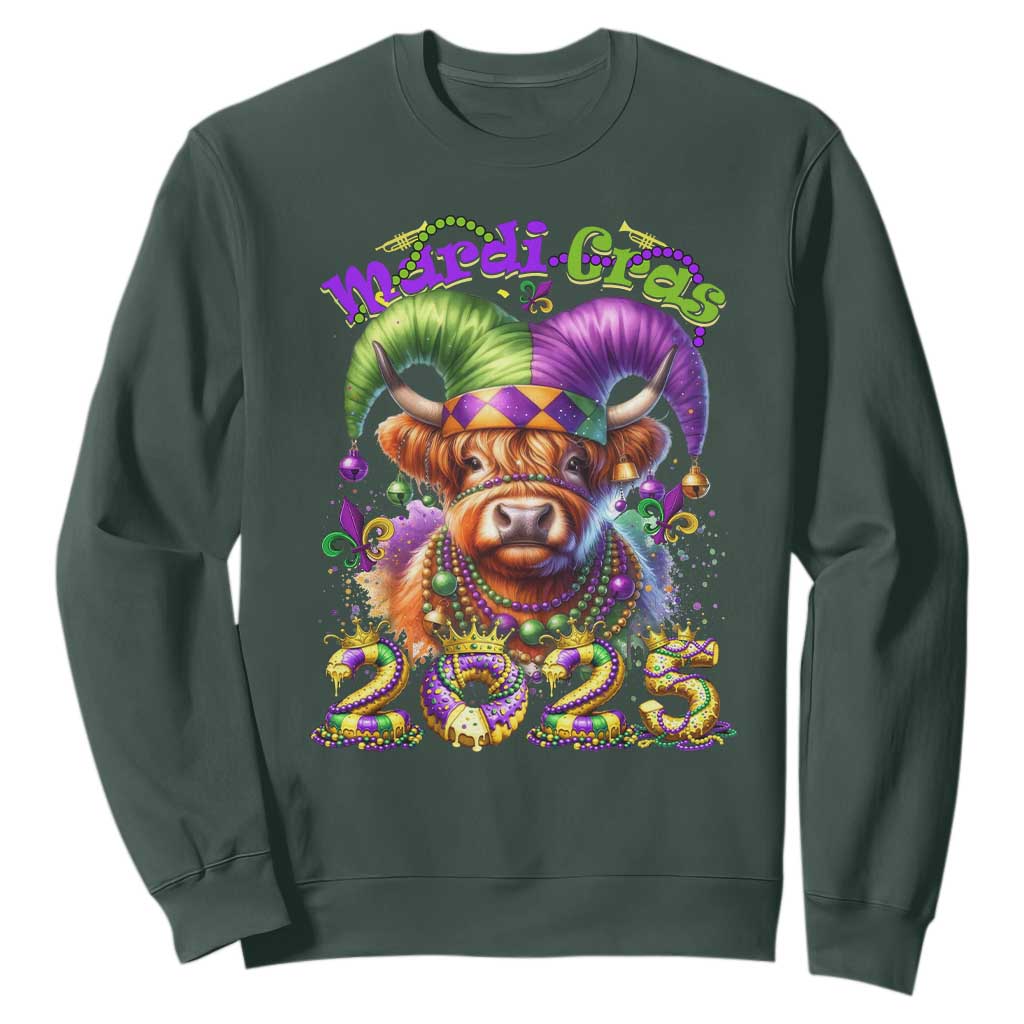 Mardi Gras 2025 Sweatshirt Cow Jester Outfit TS09 Dark Forest Green Print Your Wear
