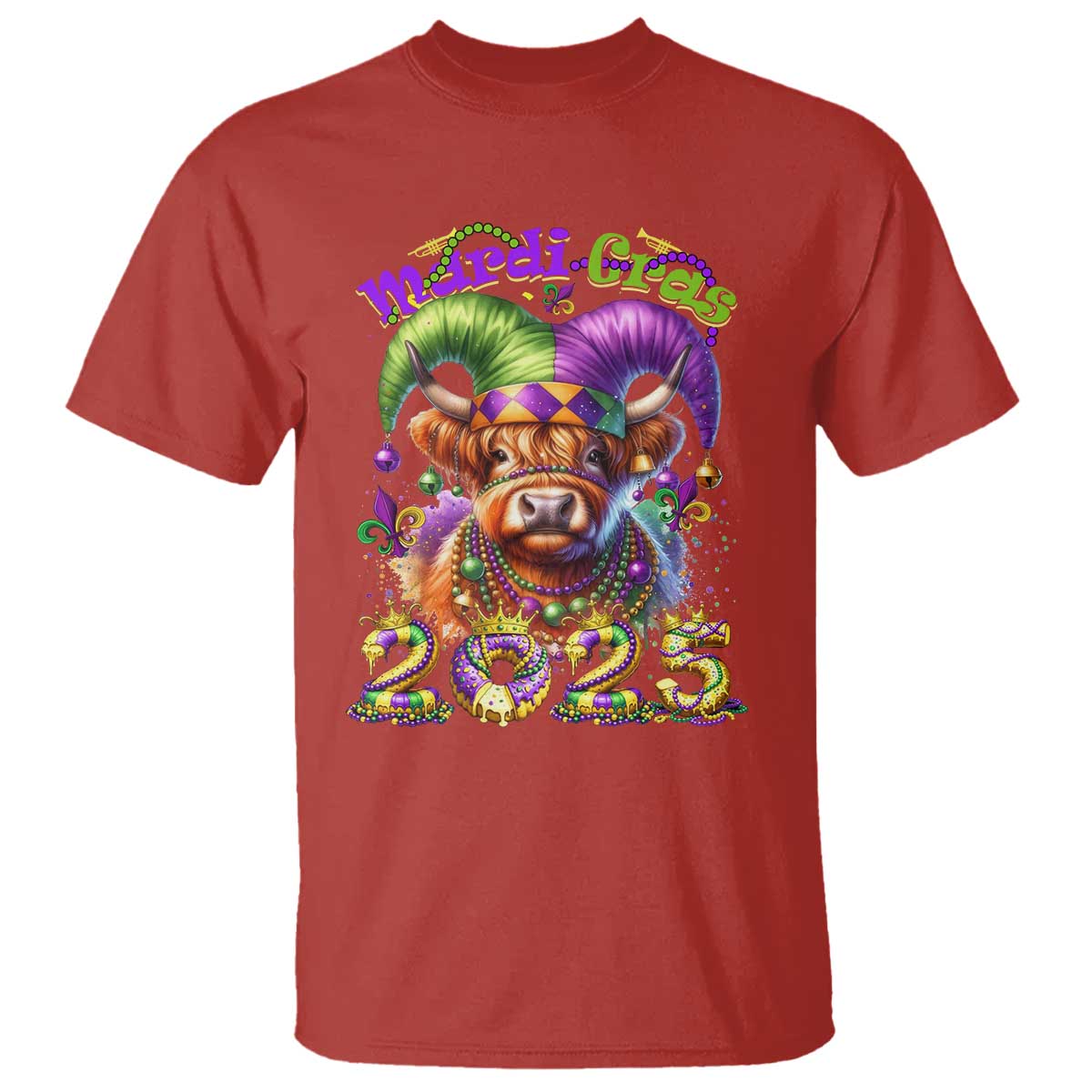 Mardi Gras 2025 T Shirt Cow Jester Outfit TS09 Red Print Your Wear