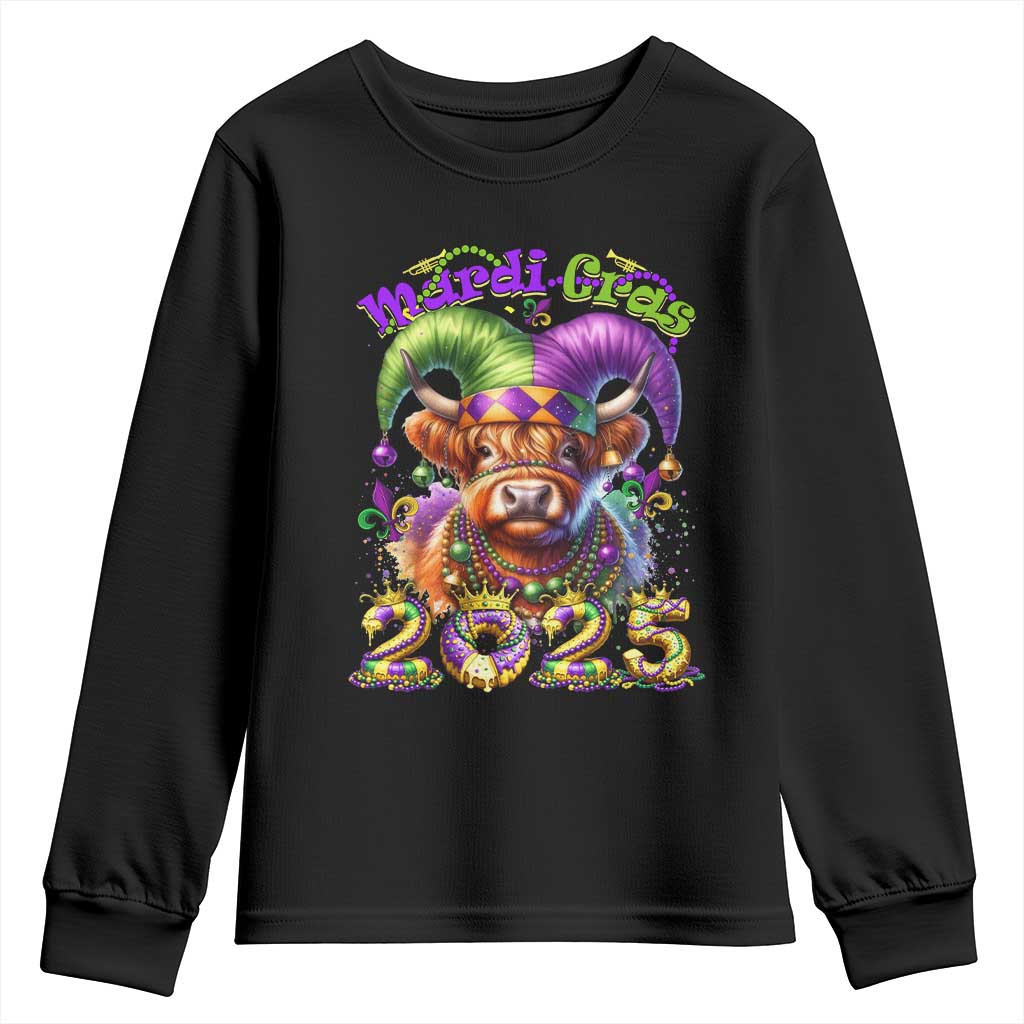 Mardi Gras 2025 Youth Sweatshirt Cow Jester Outfit TS09 Black Print Your Wear