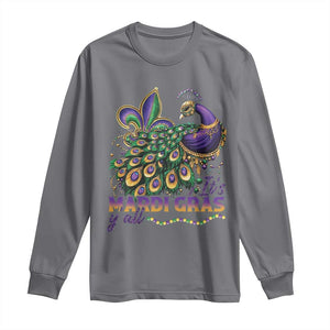 Mardi Gras Long Sleeve Shirt Its Mardi Gras Y'all Peacock Costume TS09 Charcoal Print Your Wear