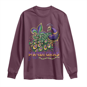 Mardi Gras Long Sleeve Shirt Its Mardi Gras Y'all Peacock Costume TS09 Maroon Print Your Wear