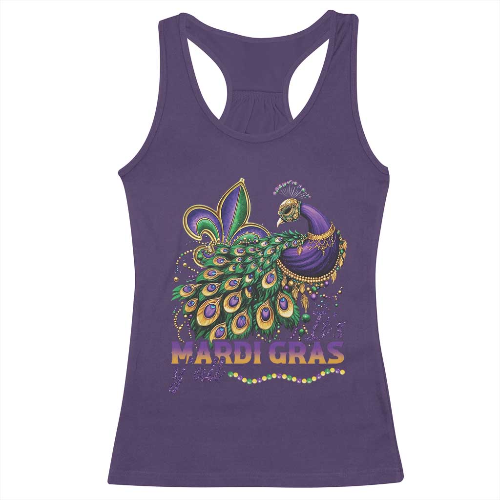 Mardi Gras Racerback Tank Top Its Mardi Gras Y'all Peacock Costume TS09 Purple Print Your Wear