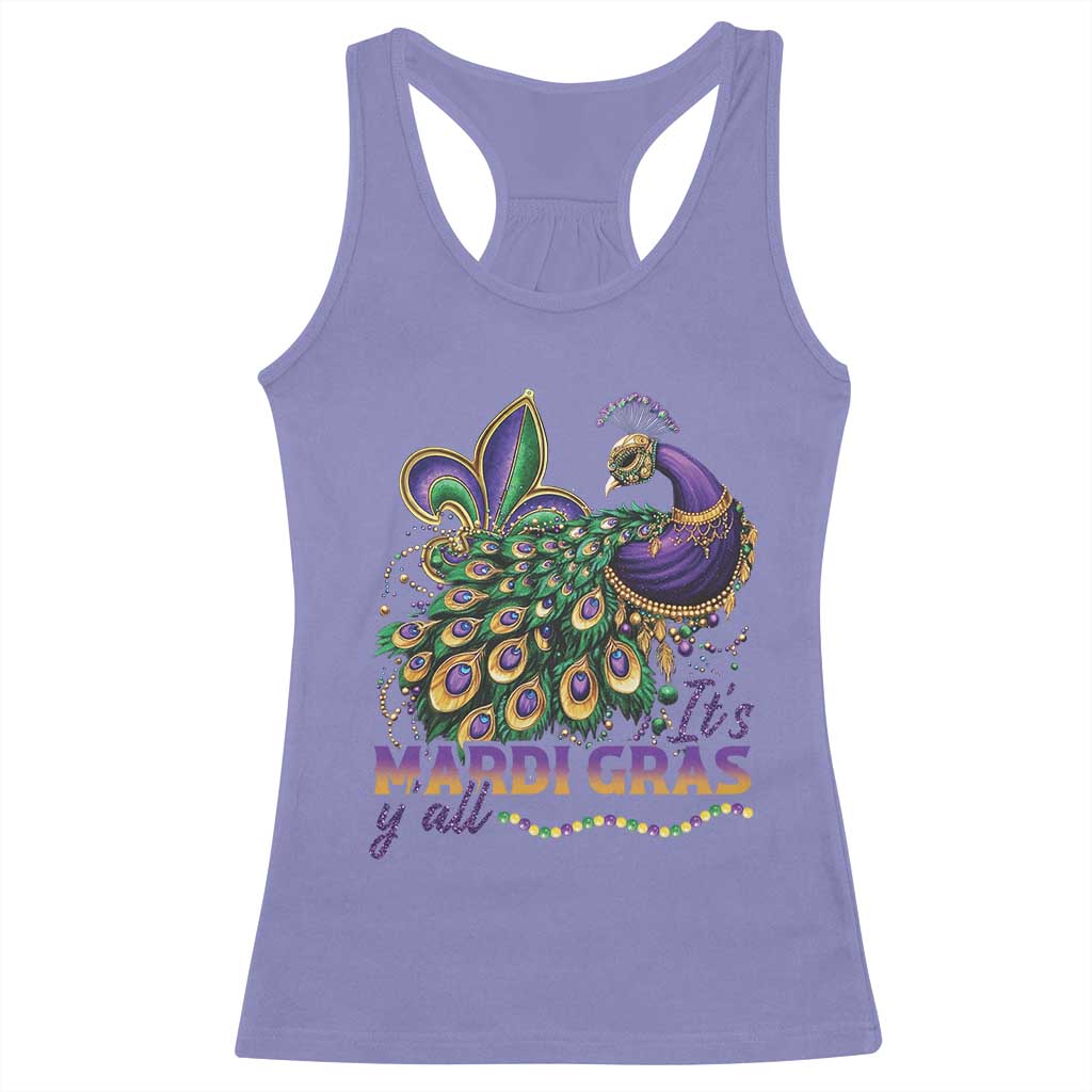 Mardi Gras Racerback Tank Top Its Mardi Gras Y'all Peacock Costume TS09 Violet Print Your Wear