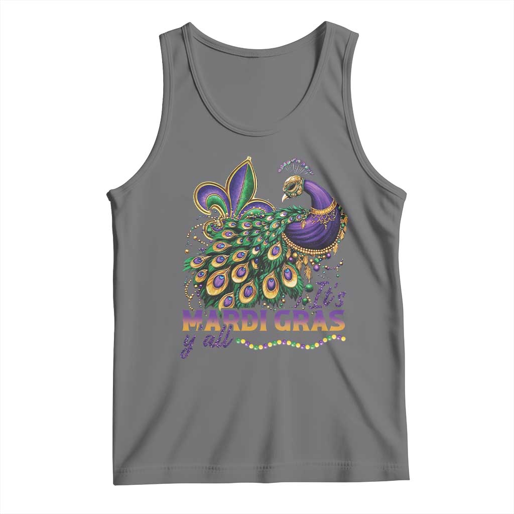 Mardi Gras Tank Top Its Mardi Gras Y'all Peacock Costume TS09 Black Heather Print Your Wear