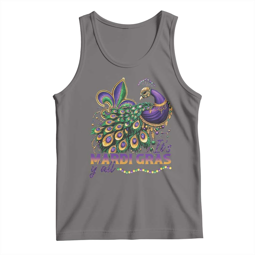 Mardi Gras Tank Top Its Mardi Gras Y'all Peacock Costume TS09 Deep Heather Print Your Wear