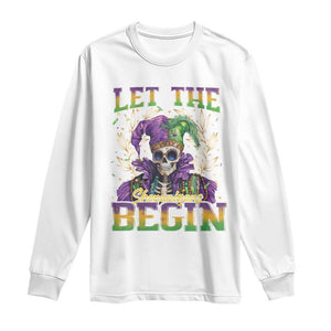 Mardi Gras Long Sleeve Shirt Let The Shenanigans Begin Skeleton Jester Costume TS09 White Print Your Wear