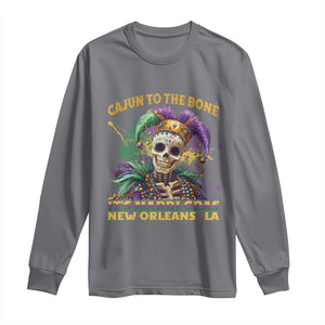 Louisiana Mardi Gras Long Sleeve Shirt Cajun To The Bone Skeleton Jester Costume TS09 Charcoal Print Your Wear