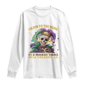 Louisiana Mardi Gras Long Sleeve Shirt Cajun To The Bone Skeleton Jester Costume TS09 White Print Your Wear