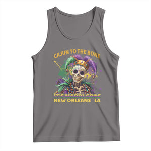 Louisiana Mardi Gras Tank Top Cajun To The Bone Skeleton Jester Costume TS09 Deep Heather Print Your Wear