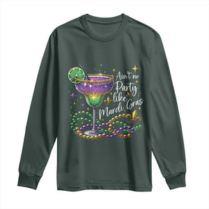 Ain't No Party Like Mardi Gras Long Sleeve Shirt Fat Tuesday Louisiana Drinking Team TS09 Dark Forest Green Print Your Wear