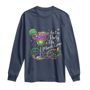 Ain't No Party Like Mardi Gras Long Sleeve Shirt Fat Tuesday Louisiana Drinking Team TS09 Navy Print Your Wear