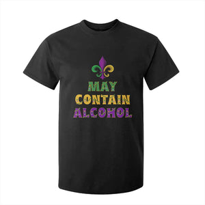 Funny Mardi Gras Party T Shirt For Kid May Contain Alcohol Drinking Team TS09 Black Print Your Wear