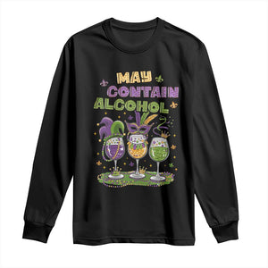 Funny Mardi Gras Drinking Team Long Sleeve Shirt May Contain Alcohol Fat Tuesday Party TS09 Black Print Your Wear