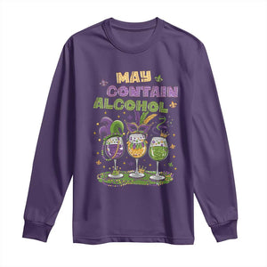 Funny Mardi Gras Drinking Team Long Sleeve Shirt May Contain Alcohol Fat Tuesday Party TS09 Purple Print Your Wear