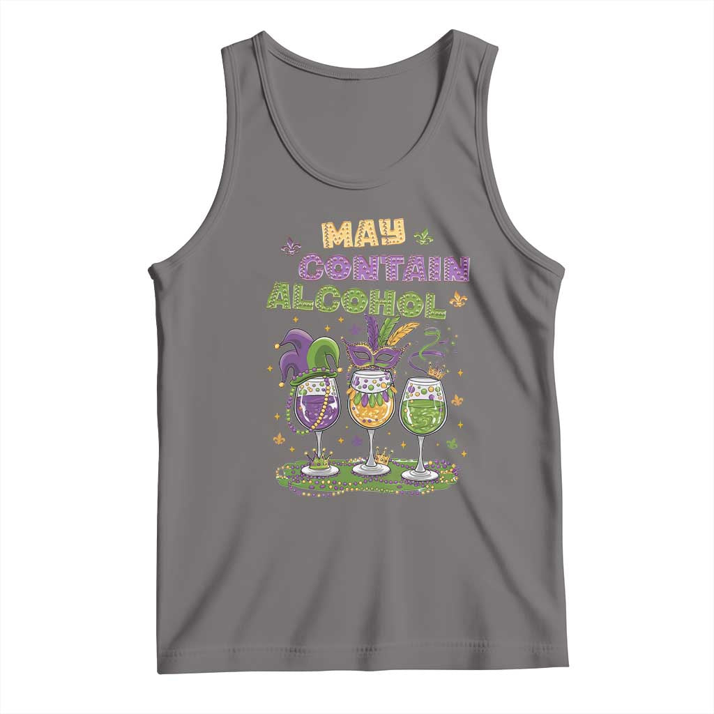 Funny Mardi Gras Drinking Team Tank Top May Contain Alcohol Fat Tuesday Party TS09 Deep Heather Print Your Wear