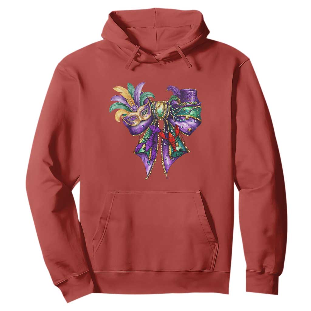Coquette Bow Mardi Gras Hoodie New Orleans Carnival Beads Mask Crawfish TS09 Red Print Your Wear