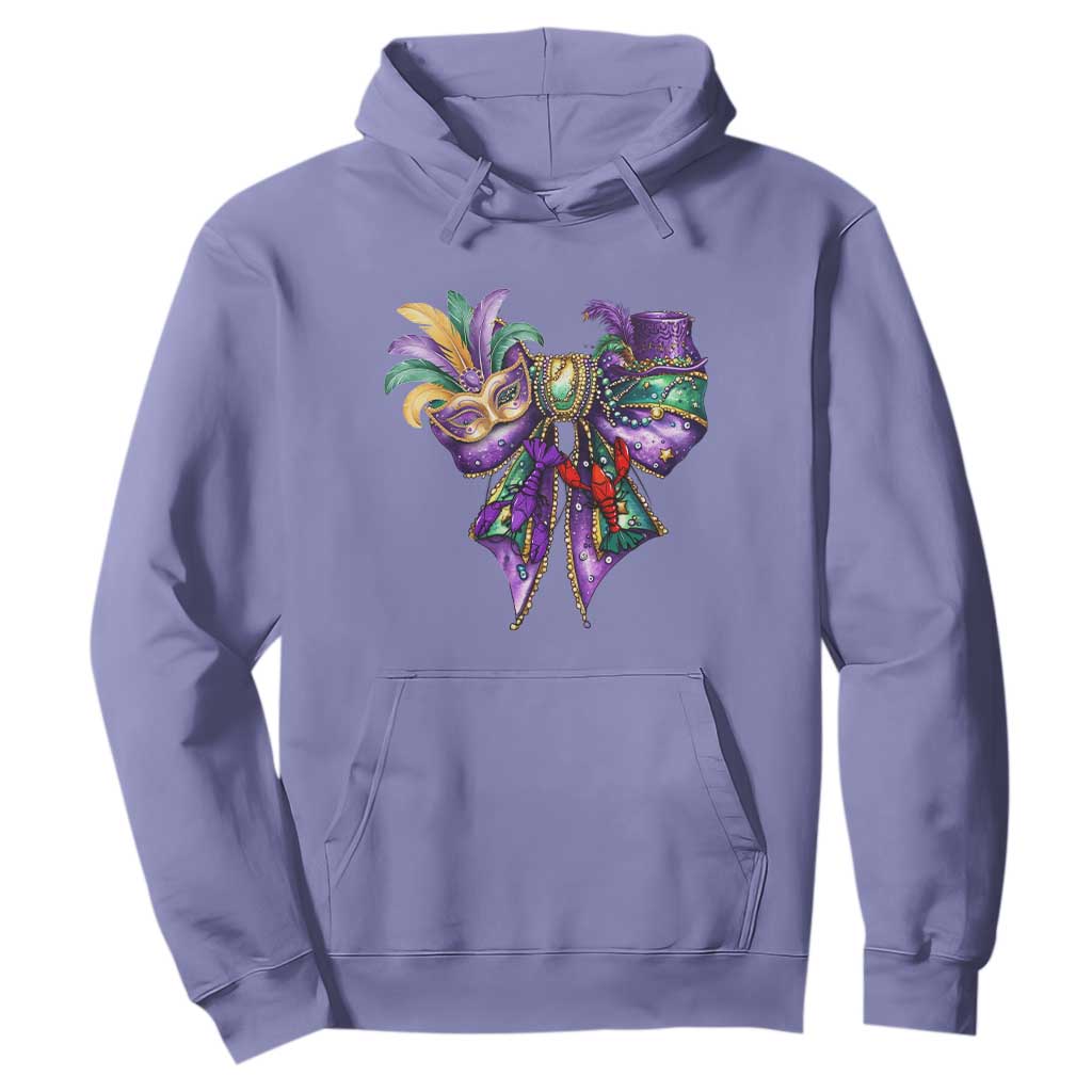Coquette Bow Mardi Gras Hoodie New Orleans Carnival Beads Mask Crawfish TS09 Violet Print Your Wear