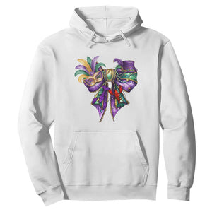 Coquette Bow Mardi Gras Hoodie New Orleans Carnival Beads Mask Crawfish TS09 White Print Your Wear