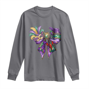 Coquette Bow Mardi Gras Long Sleeve Shirt New Orleans Carnival Beads Mask Crawfish TS09 Charcoal Print Your Wear