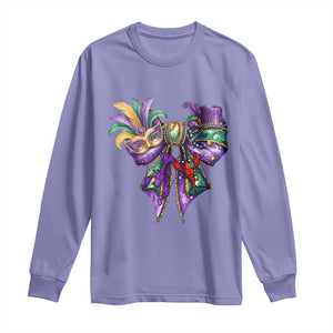 Coquette Bow Mardi Gras Long Sleeve Shirt New Orleans Carnival Beads Mask Crawfish TS09 Violet Print Your Wear