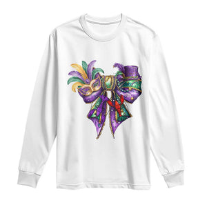 Coquette Bow Mardi Gras Long Sleeve Shirt New Orleans Carnival Beads Mask Crawfish TS09 White Print Your Wear