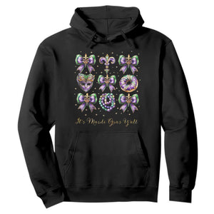 Coquette Bow Mardi Gras Hoodie It's Mardi Gras Y'all Fleur De Lis Mask TS09 Black Print Your Wear