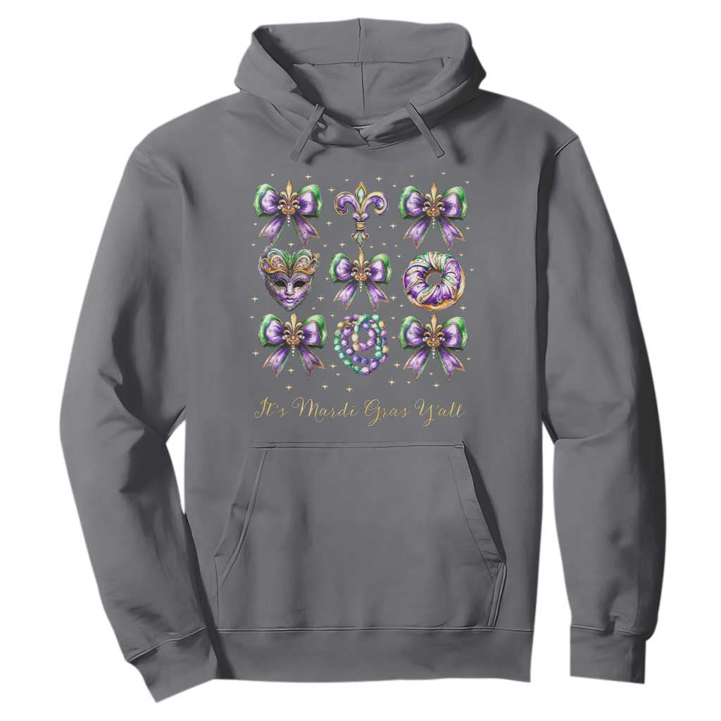 Coquette Bow Mardi Gras Hoodie It's Mardi Gras Y'all Fleur De Lis Mask TS09 Charcoal Print Your Wear